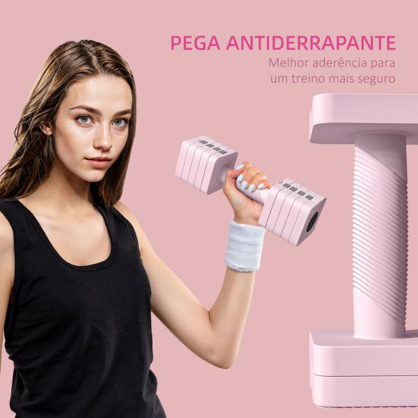 Halteres Ajustáveis 5 kg Conjunto de Halteres com Pega Antiderrapante Conjunto de Halteres para Treino Rosa