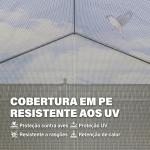 Estufa Tipo Túnel 395x300x200 cm com Porta de Malha e 8 Janelas Estufa de Jardim com Cobertura de PE Branco