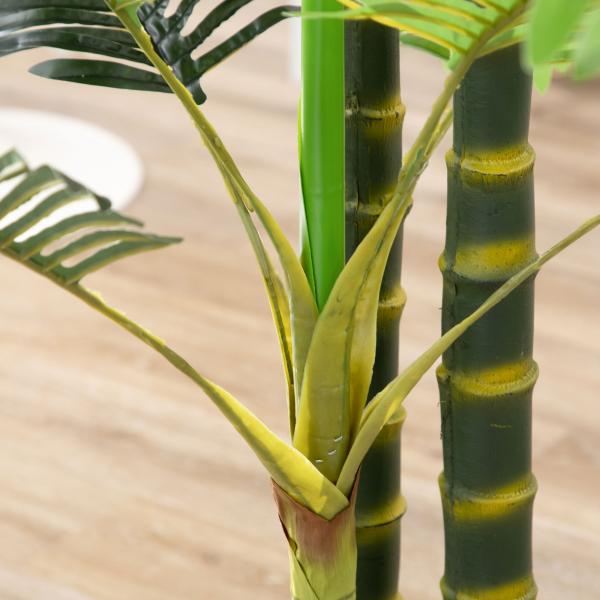 Planta Artificial Palmeira Areca com Vaso e 30 Folhas Decoração para Interior e Exterior Ø19,5x190 cm Verde