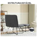 Poltrona Sala de Estar com Apoio para os Pés Poltrona Relax com Pés de Aço em Forma de Cruz Cinza Escuro