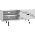 Móvel de TV para Televisores de até 65 Polegadas com 2 Prateleiras Abertas 1 Armário com Portas 145x38x65 cm Branco