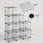 Estante Modular de 9 Cubos em Arame DIY, Organizador Multiusos para Sala, Preta