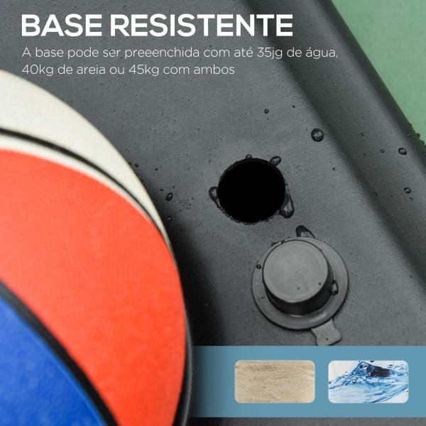 Tabela de Basquetebol com Altura Ajustável 160 - 210cm Rodas e Base Recarregável 76x70x197,5 - 254cm Preto e Azul