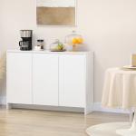 Móvel Aparador com 3 Portas Prateleiras Ajustáveis ​​e Suporte com Fecho Suave para Televisores 120x35x85 cm Branco