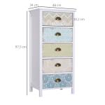 Cómoda de Dormitório Moderna Cómoda de Madeira com 5 Gavetas com Diferentes Padrões Móvel Cómoda 46x34x97,5 cm Multicor