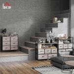 Cómoda com 6 Gavetas Dobráveis de Tecido Estrutura de Aço e Estilo Industrial 79x29x85 cm Cinzento