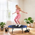 Trampolim de Fitness Adultos Ø114 cm com Estrutura de Aço Reforçada para Treino de Pernas Corpo Azul e Preto