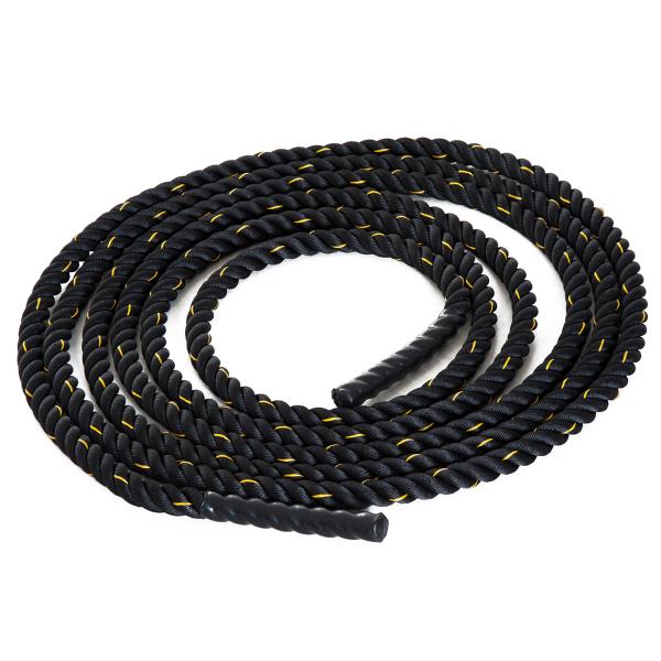 Corda de Batalha Ø38 mm Comprimento 9 m Battle Rope para Exercícios Fitness Crossfit Ultra - Resistente Preto e Amarelo