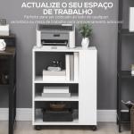 Armário para Impressora Móvel Auxiliar de Escritório com Rodas e Prateleiras Abertas Carga Máxima 30kg 60x40x75,8cm Branco