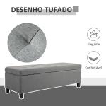 Banco de Armazenamento Acolchoado Banco Estofado em Linho Tampa com Abertura 125x49x41,5 cm Cinza