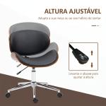 Cadeira de Escritório com Rodas Estofada em PU com Assento Largo e Curvado Altura Ajustável Preto