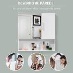 Armário Casa de Banho com Espelho Móvel Suspenso de Casa de Banho com 2 Portas e 2 Prateleiras Interiores Ajustáveis 54x15,2x55,3cm Branco