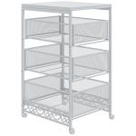 Carrinho Auxiliar com Rodas Carrinho de Armazenamento com 3 Gavetas de Armazenamento 34x29,5x57,5 cm Branco