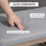 Pousa - pés para Sala de Estar, Banco Baixo Estofado em Linho Sintético com Estrutura de Madeira, Cinzento