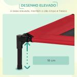 Cama para Animais de Estimação Cama Elevada para Cães Gatos Portátil Tecido Transpirável para Exterior Interior 76x61x18cm Vermelho
