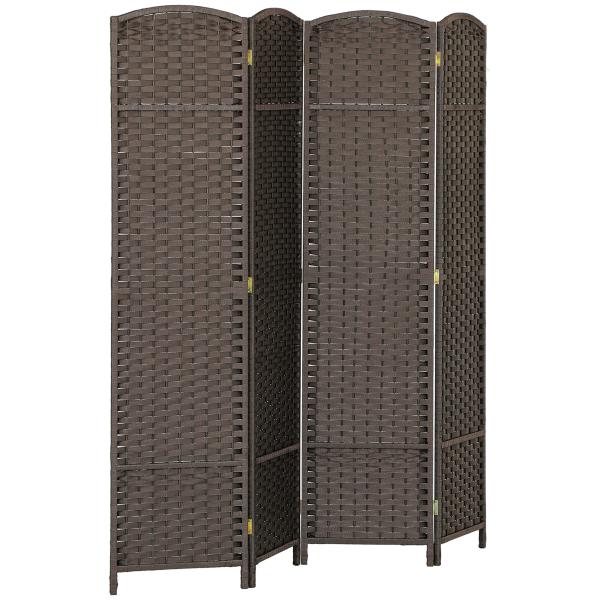 Biombo de 4 Painéis Separador de Ambientes Dobrável 160x170 cm para Sala de Estar Dormitório Escritório Marrom