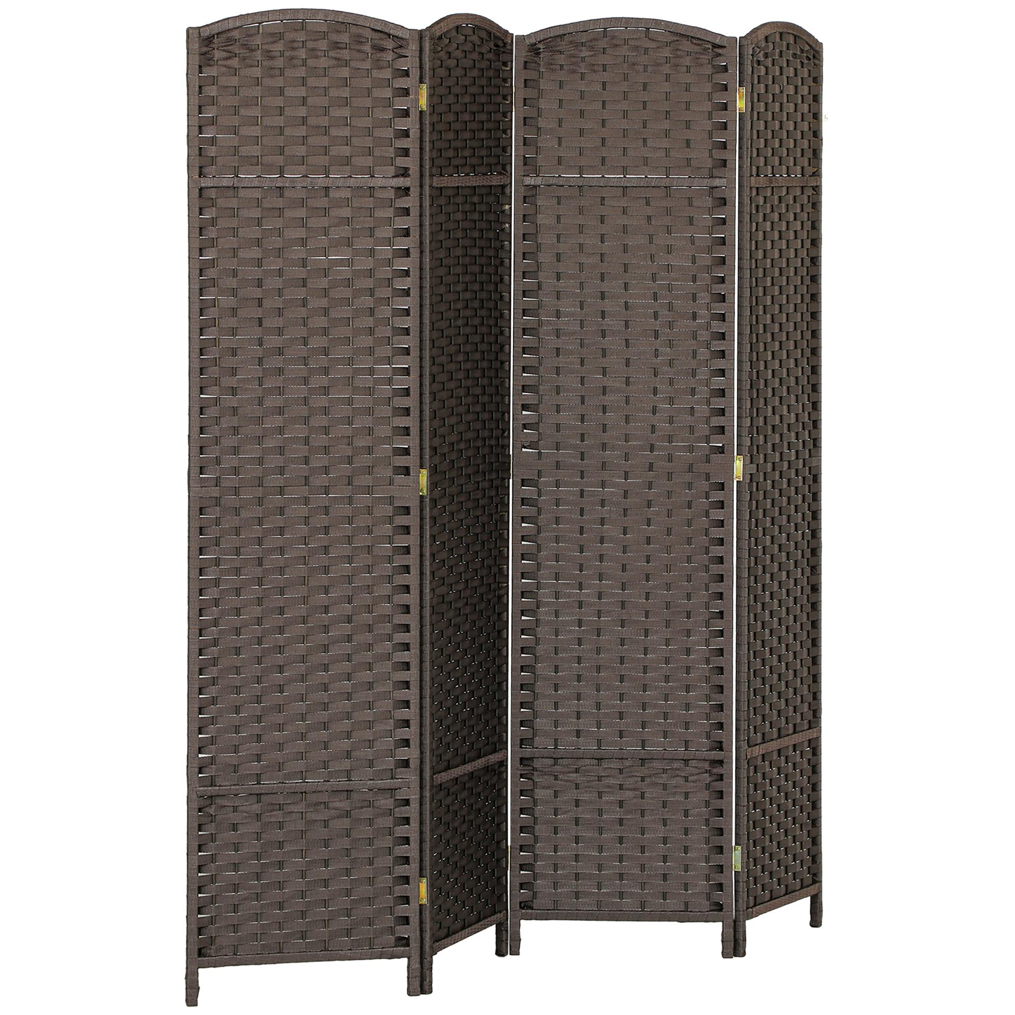 Biombo de 4 Painéis Separador de Ambientes Dobrável 160x170 cm para Sala de Estar Dormitório Escritório Marrom