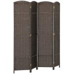 Biombo de 4 Painéis Separador de Ambientes Dobrável 160x170 cm para Sala de Estar Dormitório Escritório Marrom