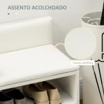 Banco Sapateira com Compartimento Aberto e Almofada Acolchoada para 4 Pares de Sapatos 80x33x49cm Branco
