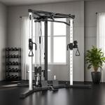 Máquina Multi Estação Musculação para Treino de Ombros Braços Carga 120 kg para Fitness Ginásio em Casa 170x139x200 cm Preto