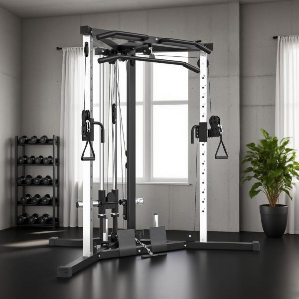 Máquina Multi Estação Musculação para Treino de Ombros Braços Carga 120 kg para Fitness Ginásio em Casa 170x139x200 cm Preto
