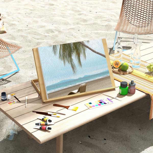 Cavalete de Mesa Dobrável em Madeira com Ângulo Ajustável 75,8x51 cm Formato A2 para Pintura e Esboços, Madeira Natural