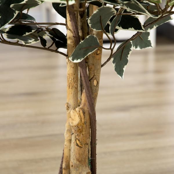 Ficus Artificial com Troncos Planta Artificial com Vaso e 702 Folhas Realistas para Ø15x130 cm Verde
