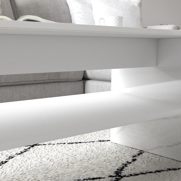 Mesa de Centro Mesa Auxiliar com Compartimento Aberto Mesa de Café para Sala de Estar 100x40x41,5 cm Branco Brilhante