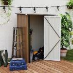 Abrigo de Jardim 1,07m² 142x84x189cm Abrigo de Jardim de Aço Galvanizado com Porta Fechadura e Orifícios de Drenagem para Armazenamento de Ferramentas Cinza