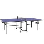 Mesa de Ping Pong Dobrável com 4 Rodas Rede 2 Raquetes e 3 Bolas para Interior e Exterior 274x152,5x75,5 cm Azul