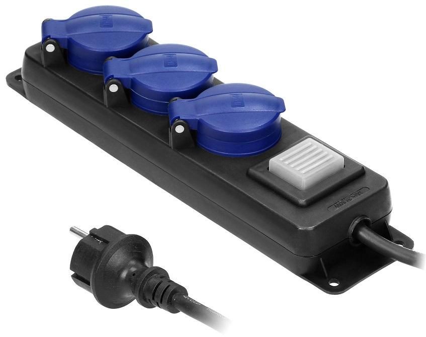 Extensão Tripla 3x 1,5mm c/ Protecção de Mola IP44 (3 mts) - ORNO