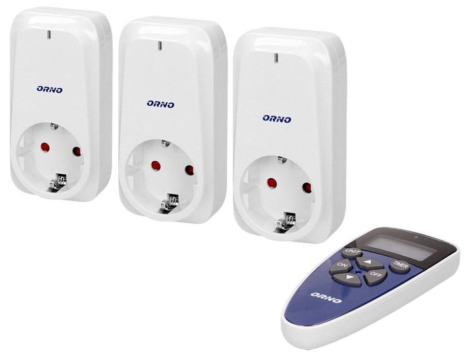 Sistema de 3 Tomadas ON - OFF c/ Comando Função Relógio e Temporizador - ORNO