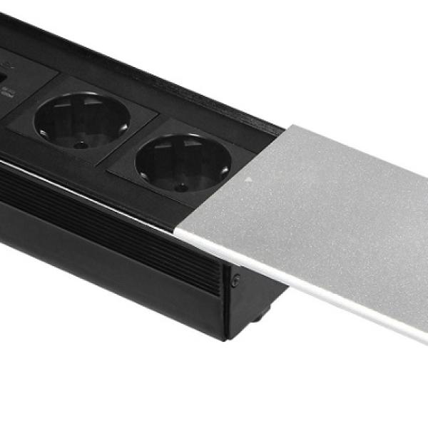 Extensão Dupla Oculta c/ Tampa Deslizante + 1x USB - A e 1x USB - C 4.2A (Prateado) - ORNO