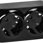 Tomada Dupla 2x2P+E ToDo 16A/230VAC IP20 (Preto) - ORNO