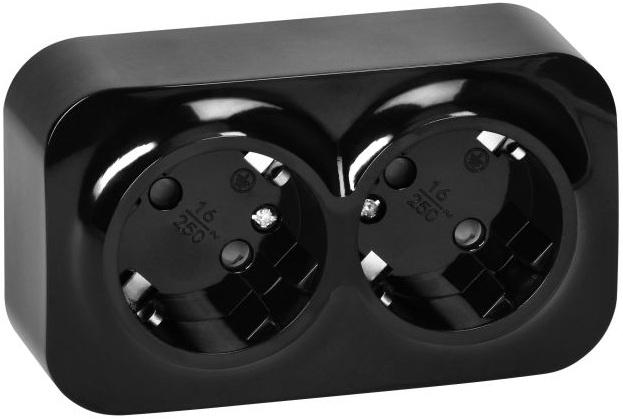 Tomada Dupla 2x2P+E ToDo 16A/230VAC IP20 (Preto) - ORNO