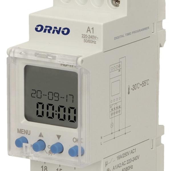 Temporizador Semanal Digital 2 Canais 16A 2300W (DIN) - ORNO