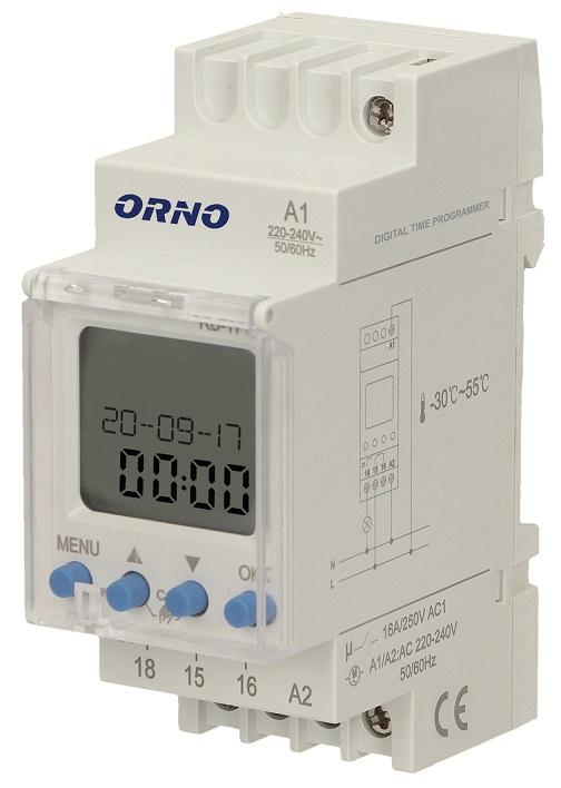 Temporizador Semanal Digital 2 Canais 16A 2300W (DIN) - ORNO