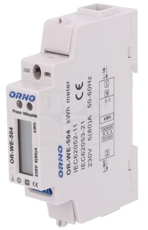 Medidor Digital de Custos de Energia Porta RS - 485 p/ Calha DIN (Monofásico) 5(80)A - ORNO