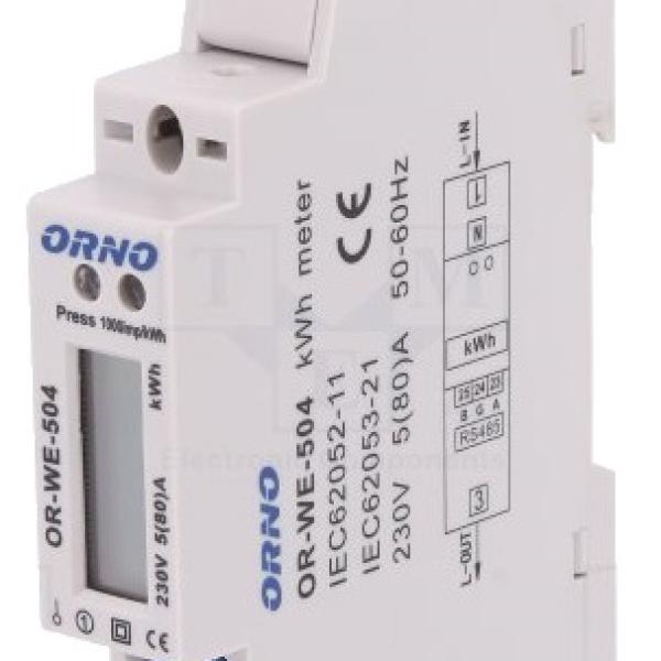 Medidor Digital de Custos de Energia Porta RS - 485 p/ Calha DIN (Monofásico) 5(80)A - ORNO