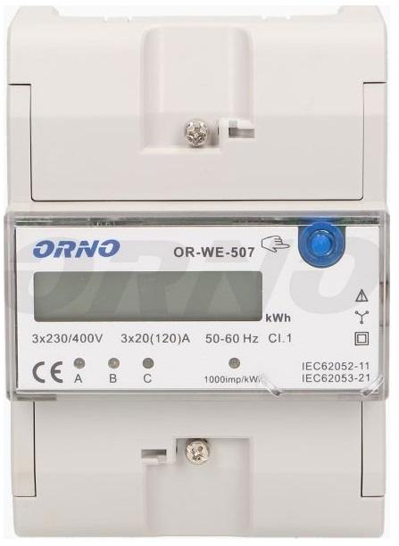 Medidor Digital de Custos de Energia p/ Calha DIN (Trifásico) 3x20(120)A - ORNO