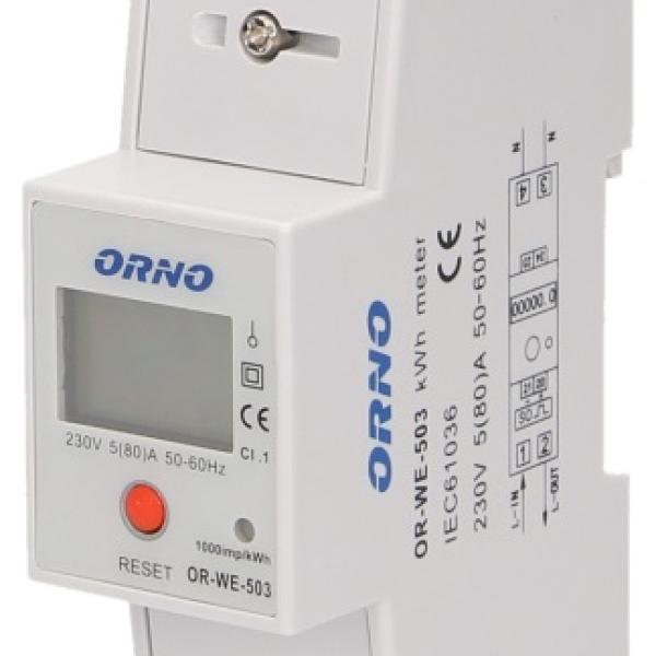 Medidor Digital de Consumo de Energia Monofásico (80A) c/ RS485 para Calha DIN - ORNO