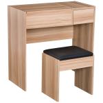 Toucador de Maquilhagem com Branco e Tampa Dobrável Mesa de Maquilhagem com Compartimentos e Gaveta 80x40x79cm Madeira