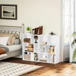 Estante de 3 Níveis Estante para Livros com 11 Compartimentos Desenho Vertical ou Horizontal 74,3x24x106 cm Branco