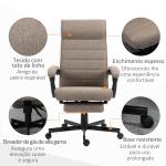 Cadeira de Escritório Reclinável com Altura Ajustável Apoio para os Braços Apoio para os Pés Retrátil 68x67x106 - 114cm Marrom