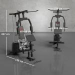 Máquina Multi Estação de Musculação Máquina de Musculação com Estribo para Pernas e Placas de Peso de 45kg para Treinamento Fitness em Casa Academia 148x108x207cm Preto