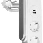 Extensão Dupla + USB - A + USB - C c/ Clip Fixação à Mesa 1,4 mts (Branco) - ORNO