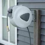 Carretel de Mangueira de Ar Comprimido Automático 20 m Conector de 1/4'' BSP Suporte de Parede Giratório 180° Cinzento