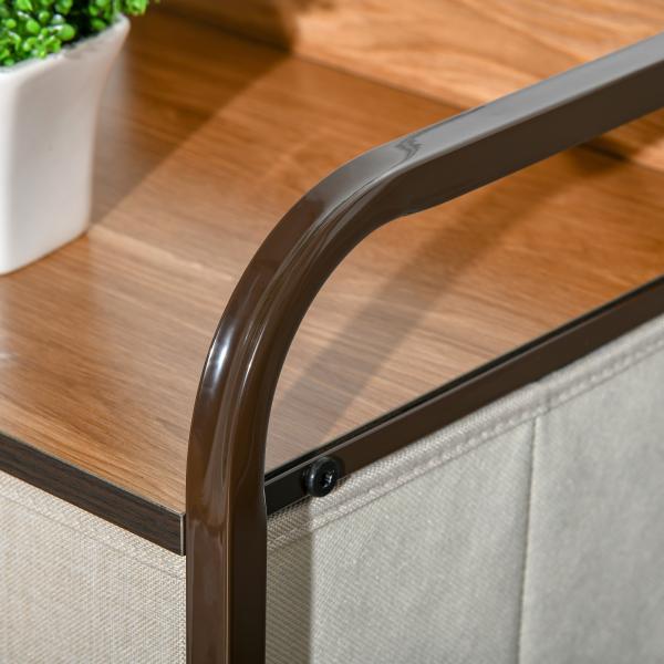 Cómoda de Tecido com 4 Cestos Removíveis e Dobráveis Base Elevada Móvel de Armazenamento para Dormitório Sala de Estar 31x29x99cm Multicor