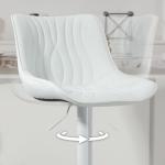 Conjunto de 2 Bancos de Bar Bancos Altos de Cozinha Giratórios com Altura Ajustável e Couro Sintético 47,5x54x92 - 110 cm Branco