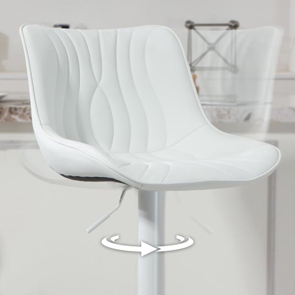 Conjunto de 2 Bancos de Bar Bancos Altos de Cozinha Giratórios com Altura Ajustável e Couro Sintético 47,5x54x92 - 110 cm Branco